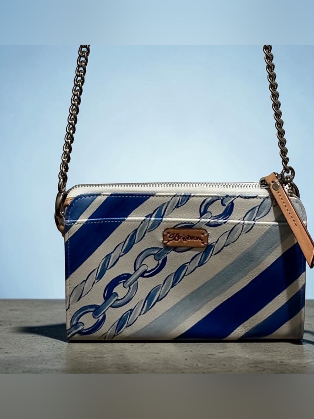 Brighton Cruz Chain Strap Crossbody Pouch Purse Nautical Leather MSRP $195